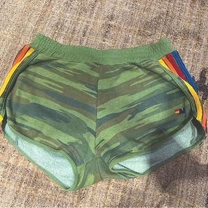 Aviator Nation Camo 5 stripe Jogger shorts XL